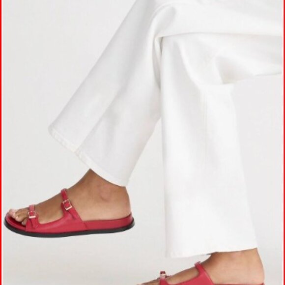 JCREW Colbie buckle sandals in leather (red) 9.5 NEW - Picture 3 of 4